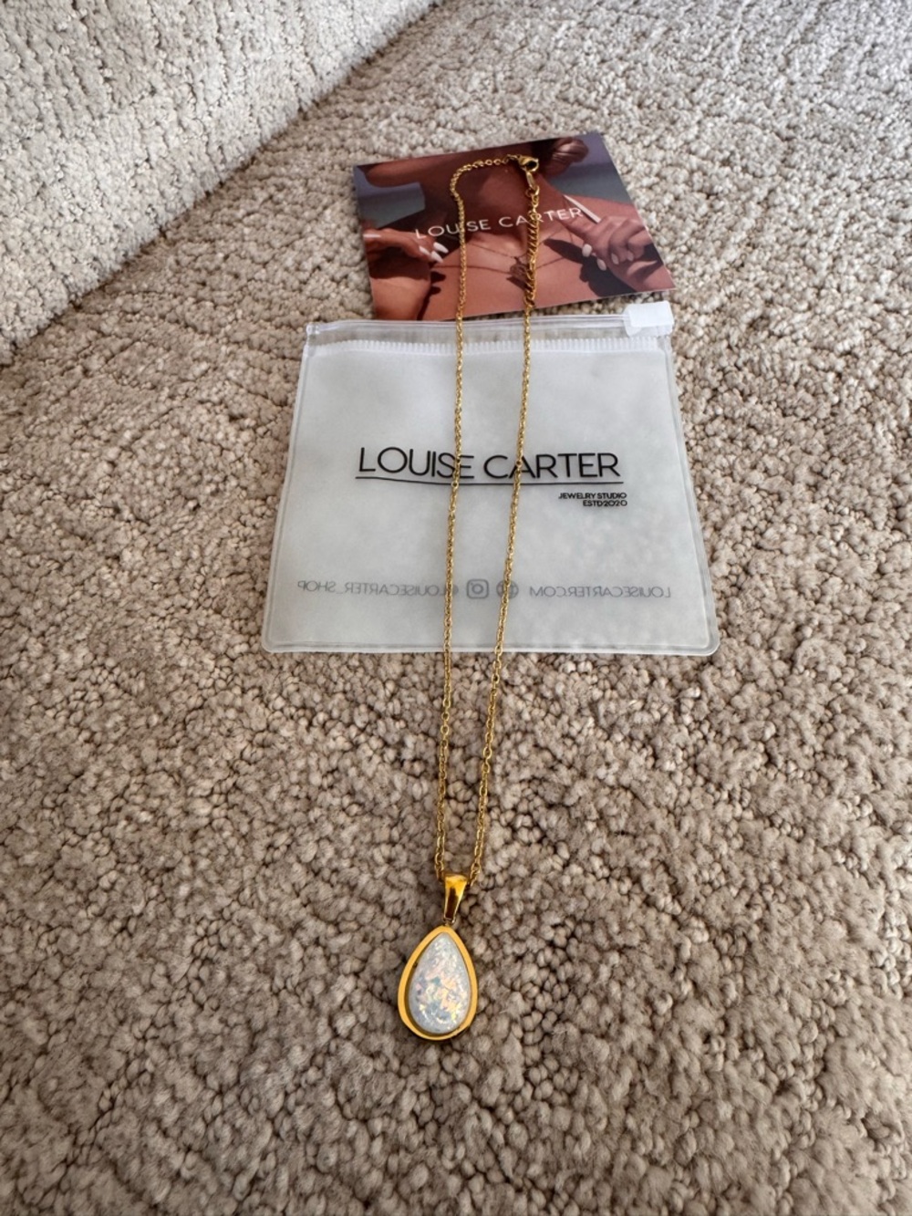 Louise Carter Gold Opal Teardrop Pendant Necklace